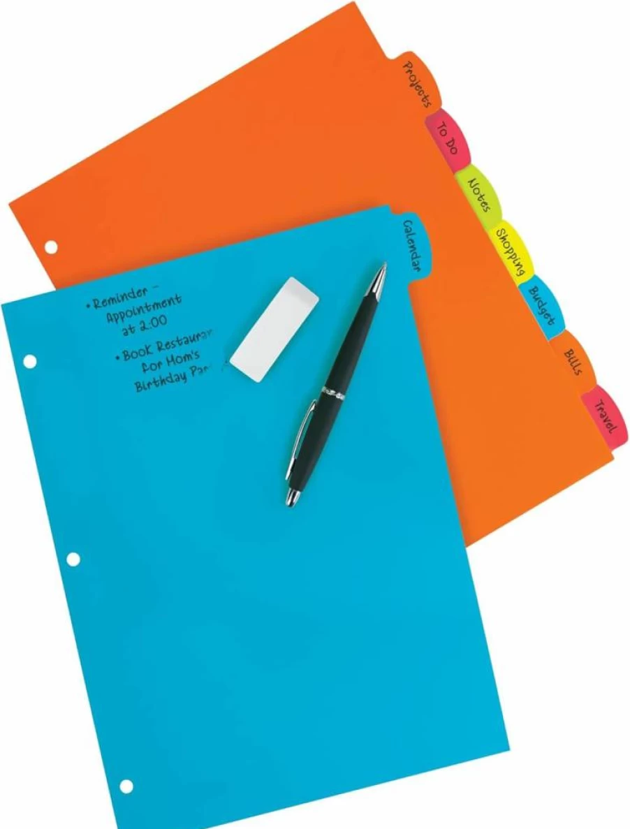 Avery 16130 Big Tab 8-Tab Durable Plastic Dividers for 3-Ring Binders, Write & Erase, Bright Multicolor Set