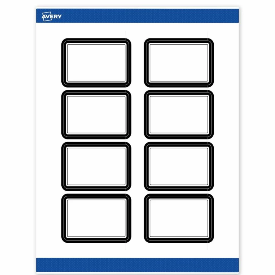 AVERY Glossy White Printable Rectangle Labels with Gold Border & Dots, 2" x 3", Permanent Adhesive, 80-Pack for Laser/Inkjet Printers, Ideal for Product Merchandising