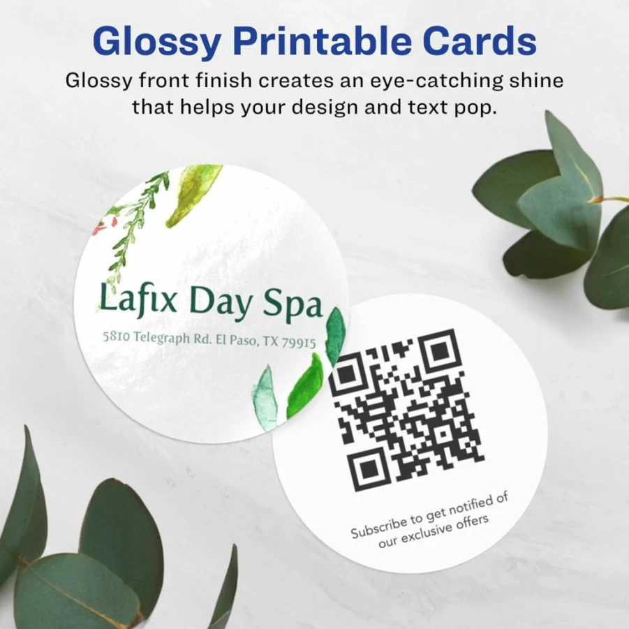 Avery Matte White Printable Round Cards 2" Diameter, Sure Feed Technology, Print-To-The-Edge, 300 Pack for Laser/Inkjet Printers