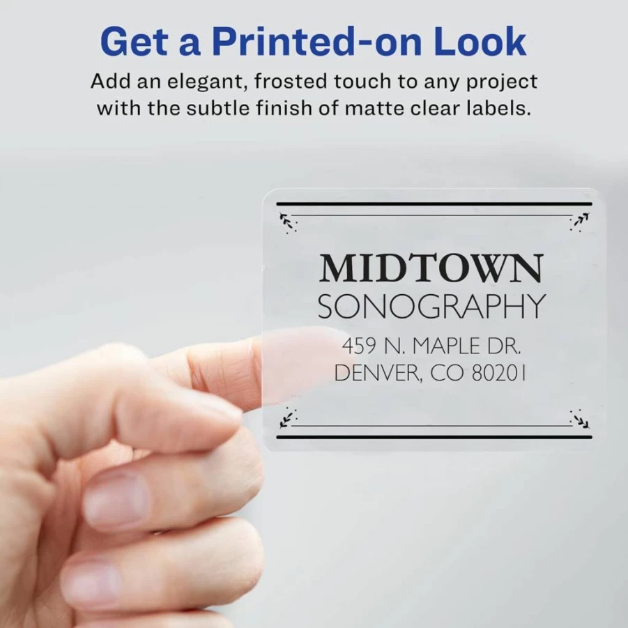 AVERY 5663 Matte Clear Printable Shipping Labels, 2" x 4", 500 Blank Mailing Labels with Sure Feed Technology