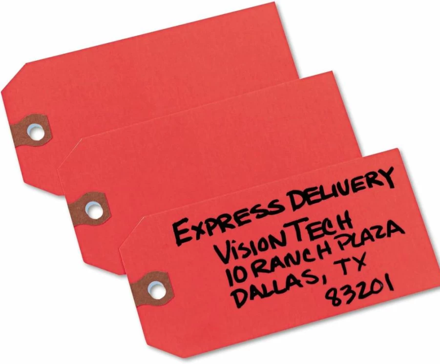 Avery 12345 Red Shipping Tags, 4.75" x 2.375", Unstrung Hang Tags, 11.5 Pt. Stock, 1000-Pack