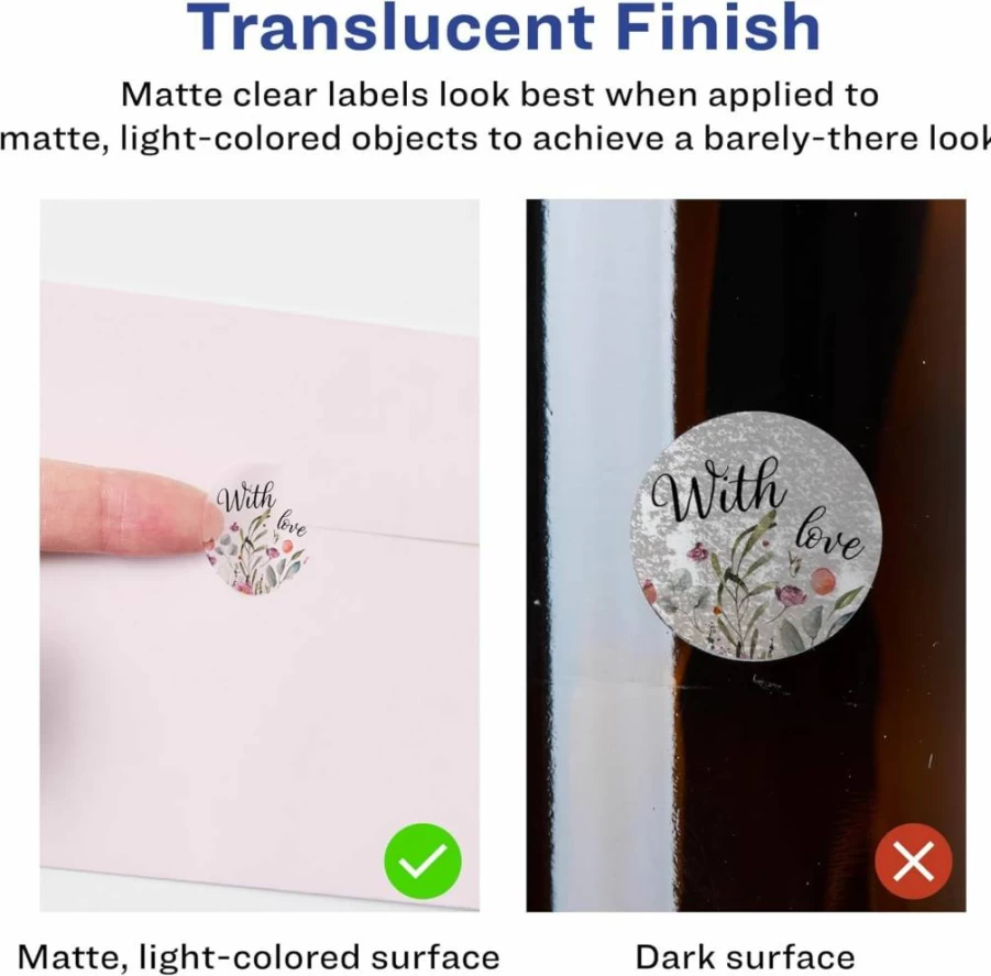 Avery Matte Clear Round Labels 1.5" - 200 Pack, Sure Feed Technology, Print-To-The-Edge, Laser/Inkjet Printable, Waterproof Matte Finish