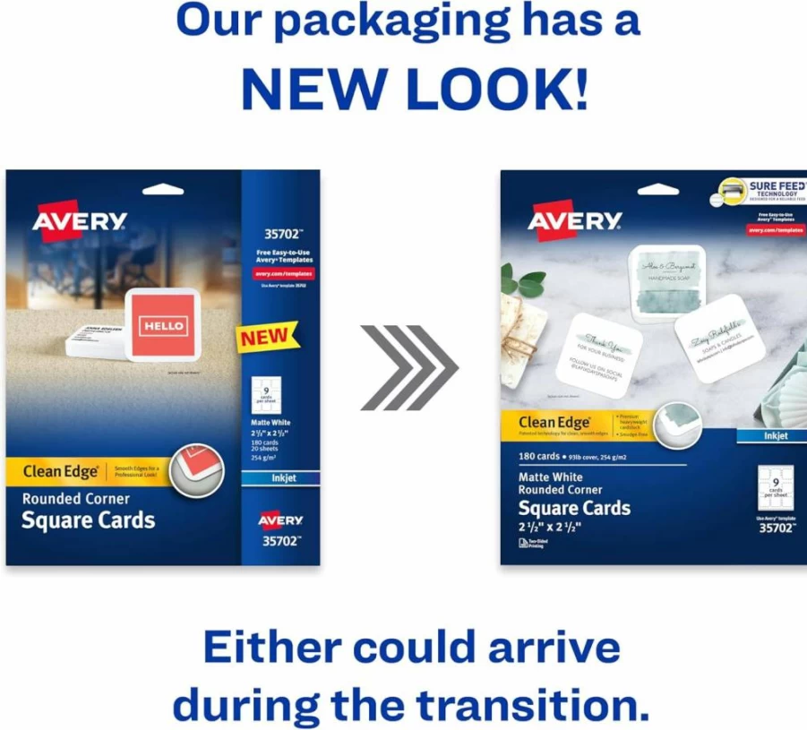 AVERY 08871 Printable Business Cards 2" x 3.5" White 200 Sheets for Inkjet Printers with Sure Feed Technology and Clean Edge Finish