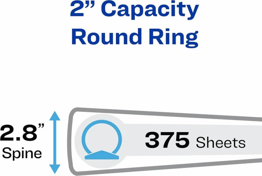 AVERY 2" 3-Ring Binder with Round Rings, Durable Black Binder for School or Office (Model 05781)