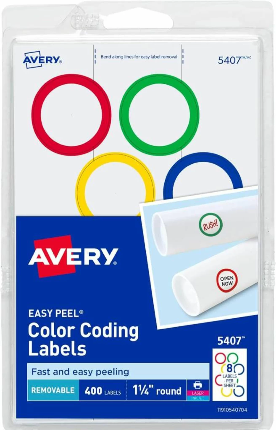 AVERY 5407 Removable Color Coding Labels, 1.25 Inch Round Dots, 400-Pack, Assorted Colors for Organizing and Filing