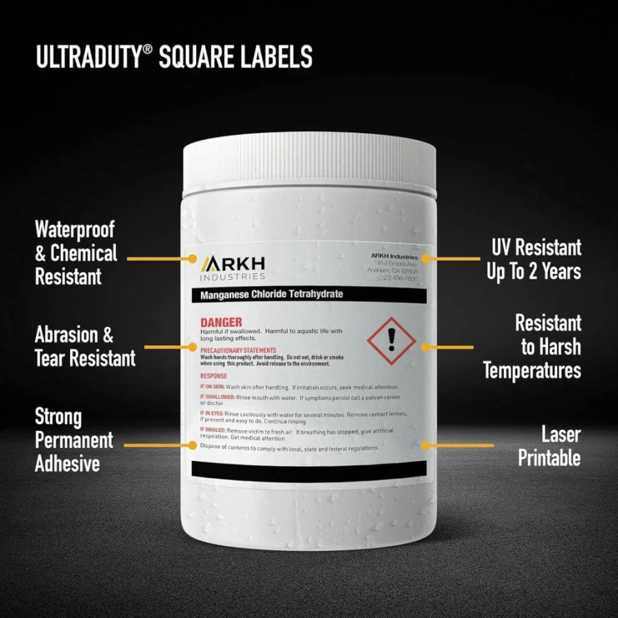 Avery UltraDuty GHS Waterproof Labels, 1" x 1" White Square, 1200-Pack, Laser Printer Compatible