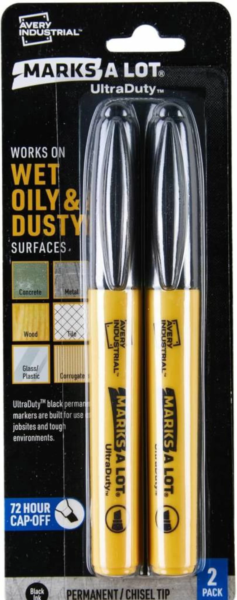 Avery Ultraduty Permanent Markers - Chisel Tip, Water-Resistant, Assorted Colors (2-Pack) - Industrial Strength for Tough Surfaces