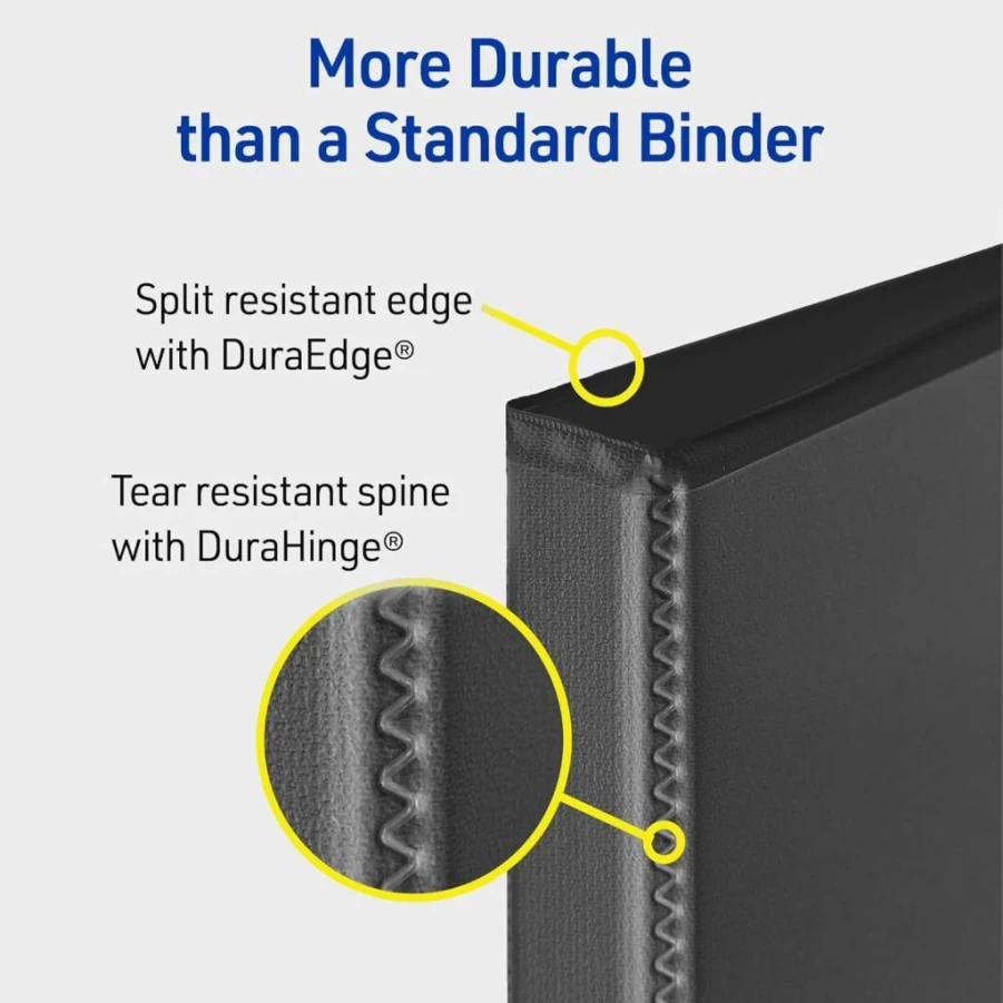AVERY 1 Inch 3 Ring Binder with Slant Rings, Durable Black Binder, 4-Pack (05737)