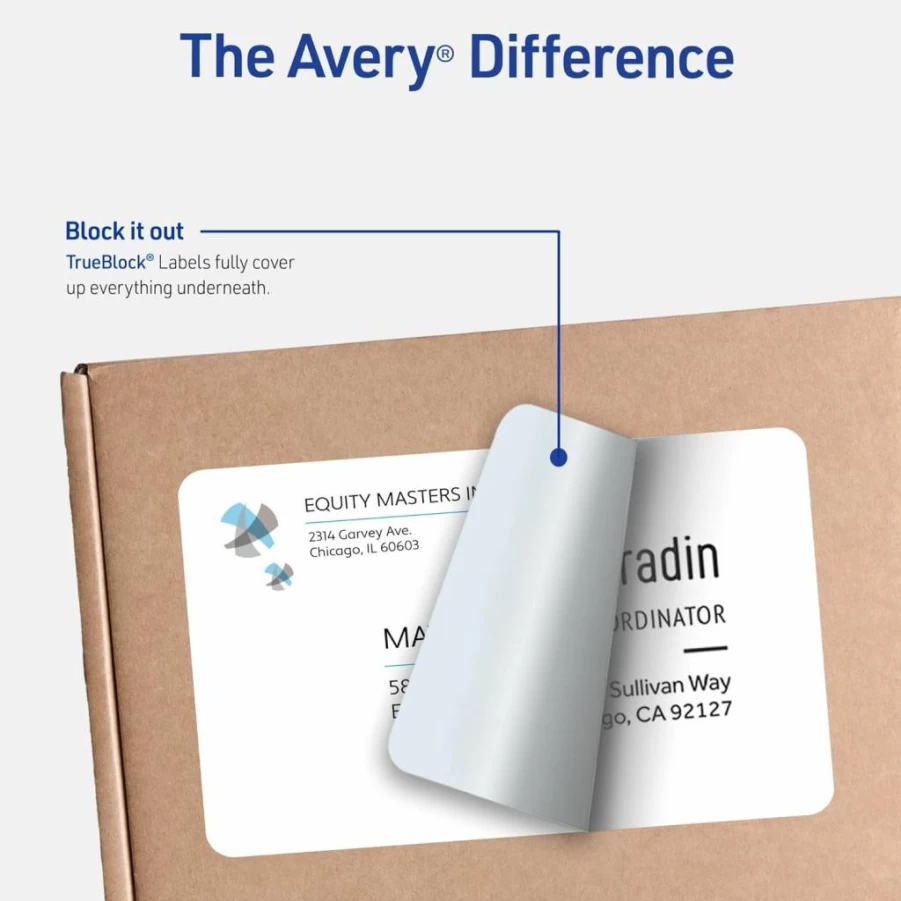 Avery 5126 Half-Sheet Printable Shipping Labels, 5.5" x 8.5" White Customizable Stickers, 5-Pack (1,000 Total) for Mailing, Organizing & Shipping