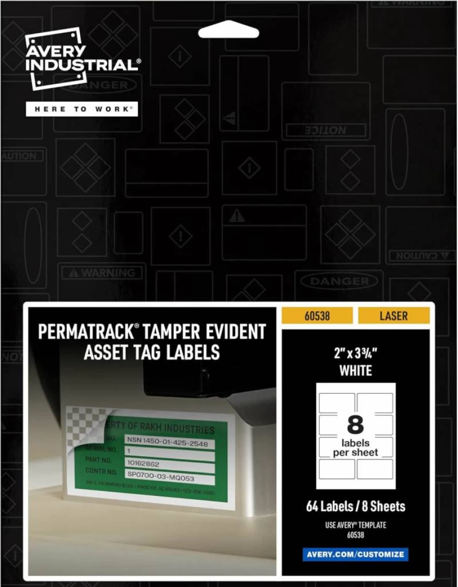 AVERY 61523 Metallic Laser Printable Asset Tags, 3/4" x 1-1/2" Waterproof Labels, 320-Pack for Durable Inventory Tracking