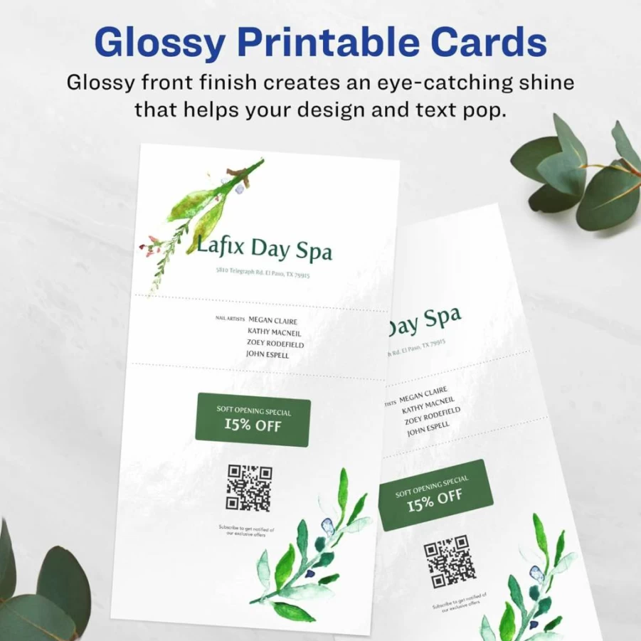 AVERY Glossy White Printable Postcards 6x11 Inches - 25 Pack for Laser/Inkjet Printing - Premium Cardstock for Professional Results