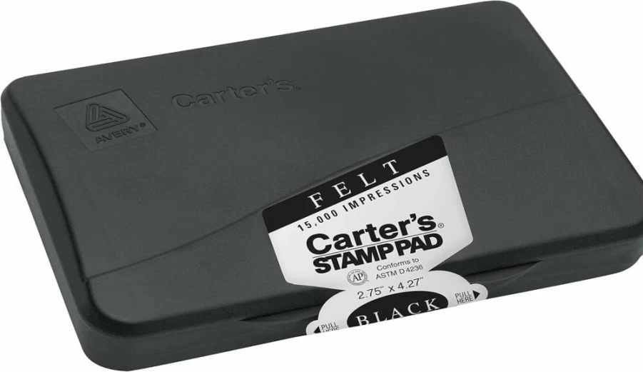 AVERY Felt Black Stamp Pad, 3.15" x 6.12" - Premium Ink Stamp Replacement for Office & Craft Use