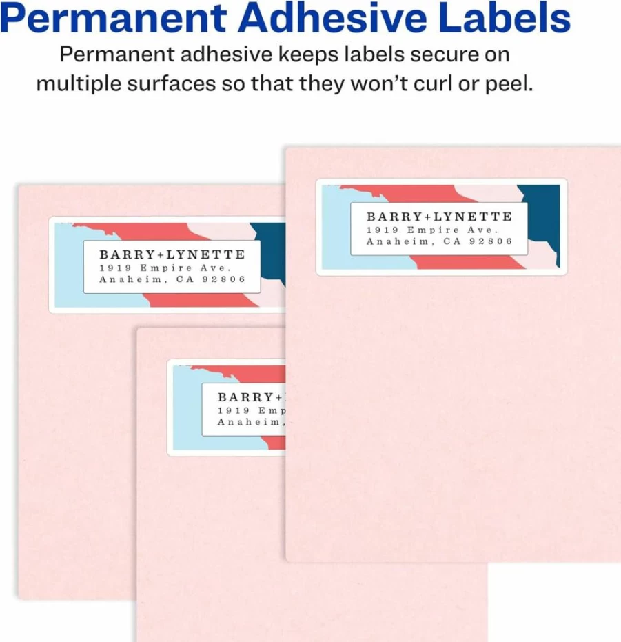 Avery 08161 Easy Peel Printable Address Labels, 1" x 4" White Mailing Labels, 500 Blank Sheets, Sure Feed Technology for Reliable Printing