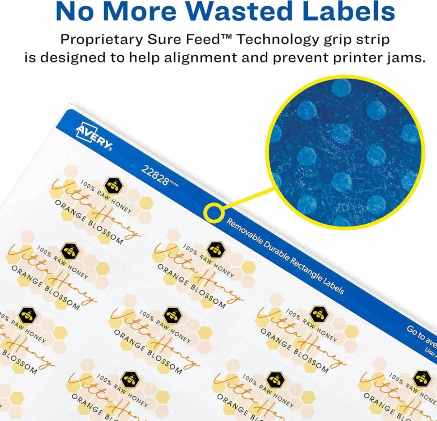 Avery 22828 Printable White Labels 1.25" x 1.75" - 256 Customizable Rectangle Stickers for Laser & Inkjet Printers