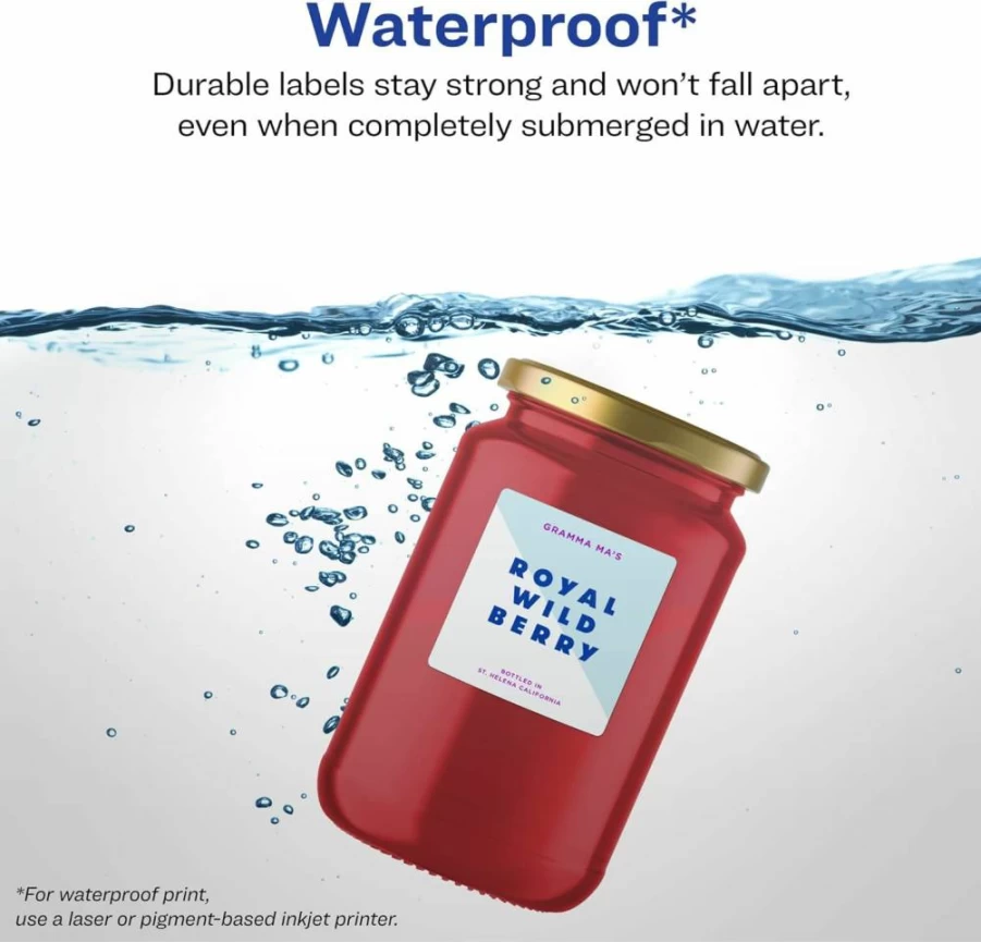 Avery 2.5" x 2.5" Waterproof Square Labels, 90-Pack, Sure Feed Technology, Oil & Tear-Resistant for Laser and Inkjet Printing