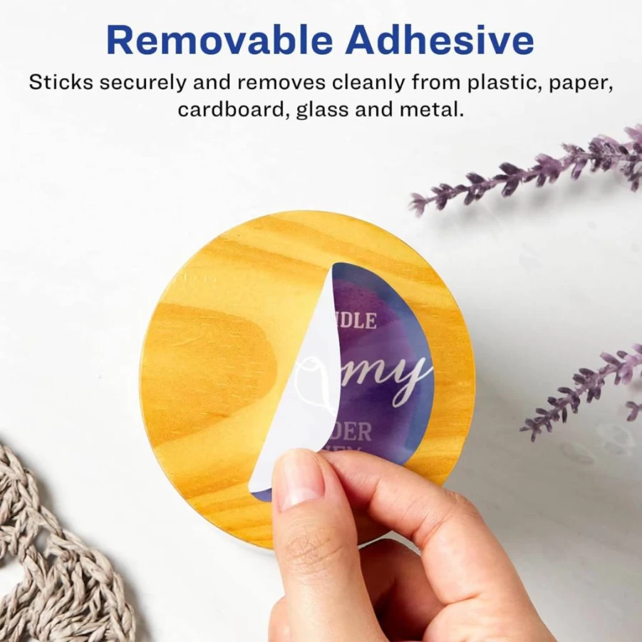 Avery Matte White Removable Round Labels 3" - 90 Pack, Sure Feed Technology, Print to Edge, Laser/Inkjet Compatible, Peel & Stick Labels for Home & Office