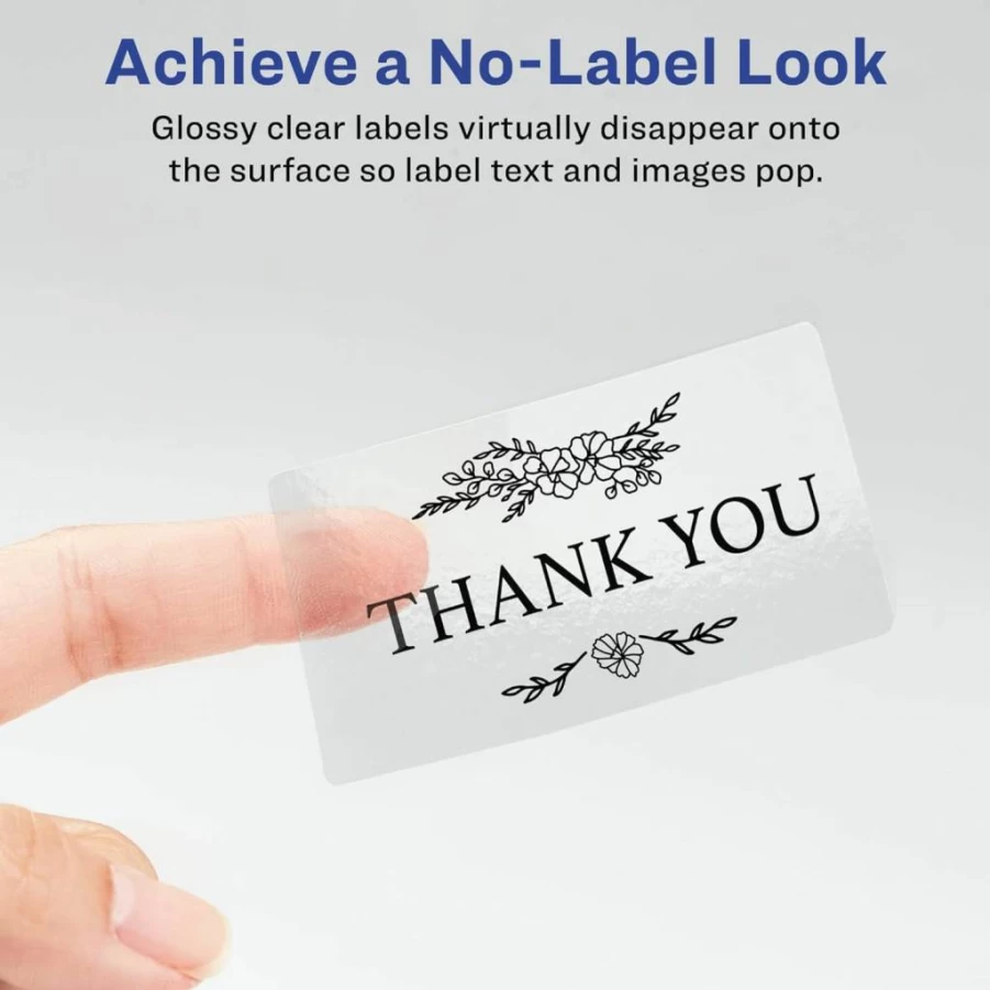 AVERY 6522 Glossy Crystal Clear Printable Shipping Labels, 2" x 4" Sure Feed for Laser/Inkjet Printers, 100 Blank Mailing Labels, High-Quality Adhesive for Secure Packaging