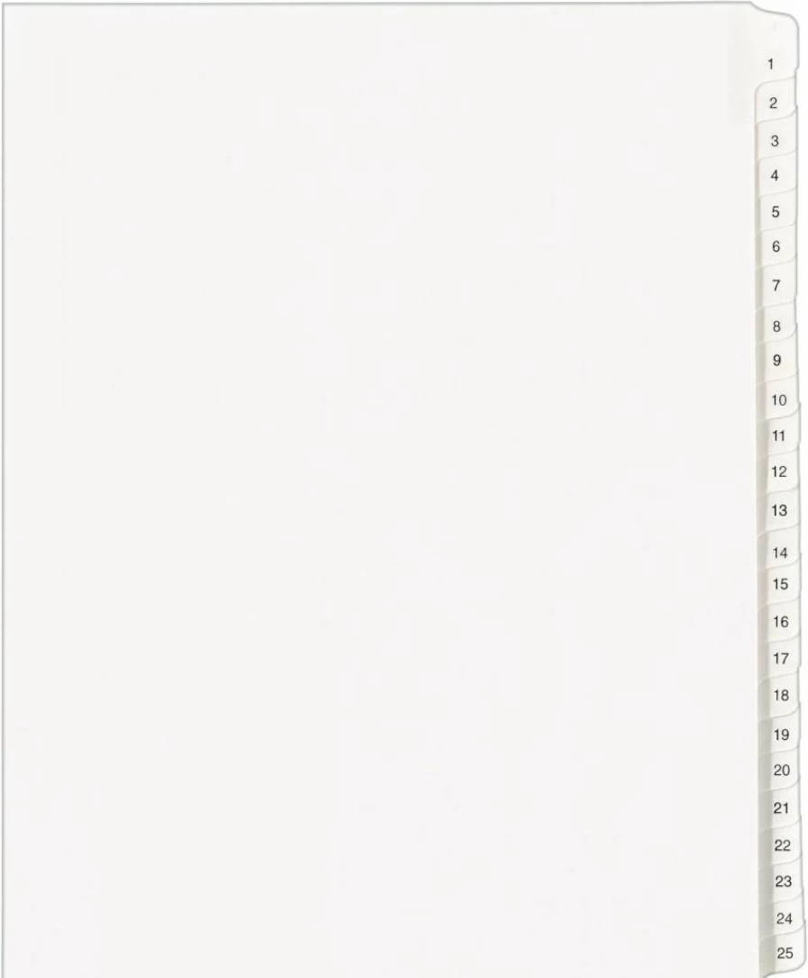 AVERY 01701 Legal Exhibit Dividers, 25-Tab Set for 3-Ring Binders, Allstate Style, 1-Pack, Organize Court Documents, Letter Size, Durable Tabs