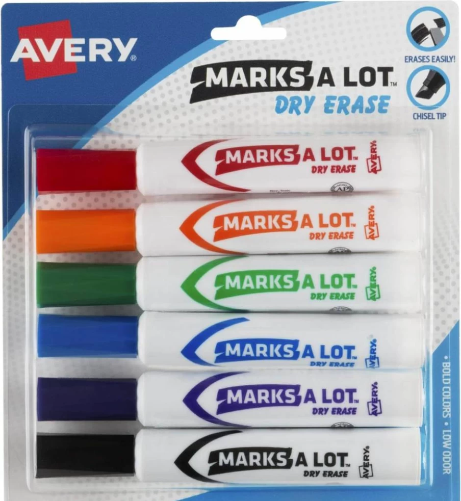 AVERY Dry Erase Markers 24 Pack - Chisel & Bullet Tip White Board Markers, 24 Assorted Colors, Value Pack for Office, School, Classroom (29870)