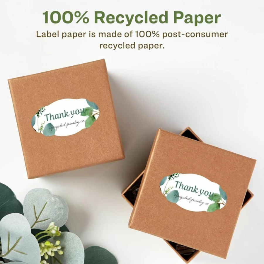 AVERY Recycled Matte White Oval Scalloped Labels 1-1/8" x 2-1/4" - Eco-Friendly, Permanent Adhesive, Print-to-Edge, Laser/Inkjet Printable, 210 Pack