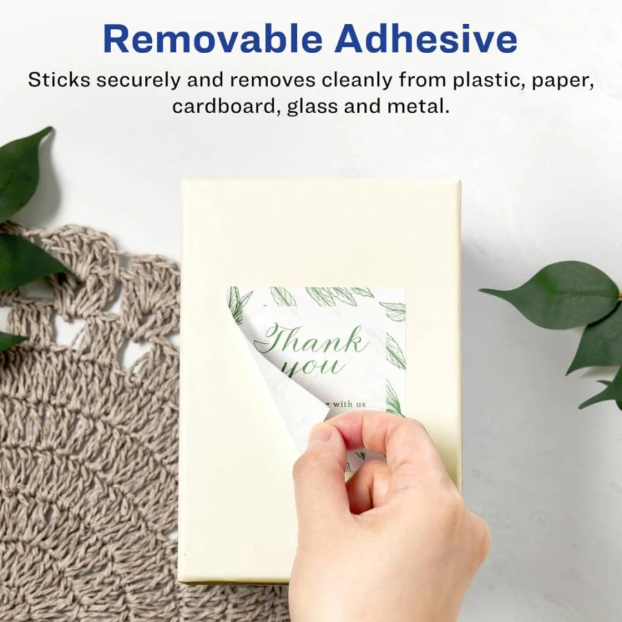 Avery Matte White Removable Labels 2" x 2" - 180 Pack, Sure Feed for Laser/Inkjet Printers, Print to Edge, Square Stickers for Home & Office