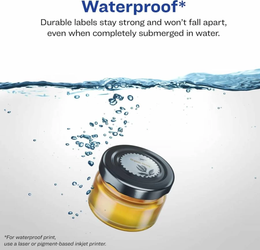 Avery Sure Feed Waterproof Labels 1" Starburst, 480 Pack, Tear & Oil Resistant, Laser/Inkjet Printable, Print-To-The-Edge Durable Labels