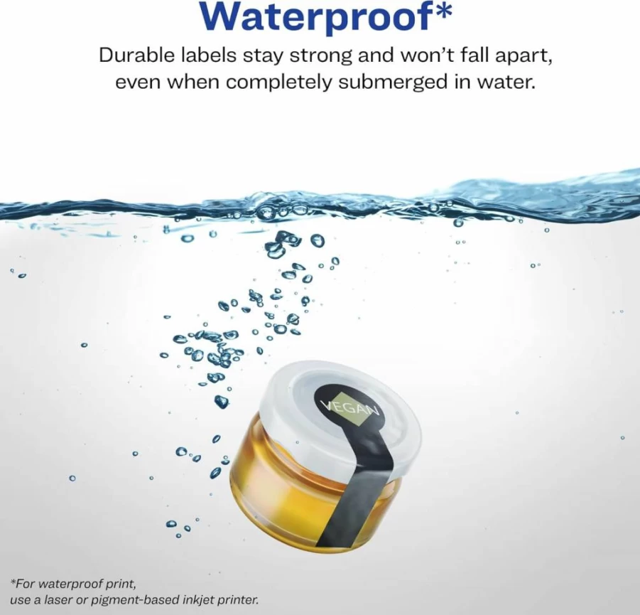 Avery Sure Feed Waterproof Lollipop Labels 1.5" x 4" - 80 Pack, Tear & Oil Resistant, Laser/Inkjet Printable, Print-to-Edge Durable Labels