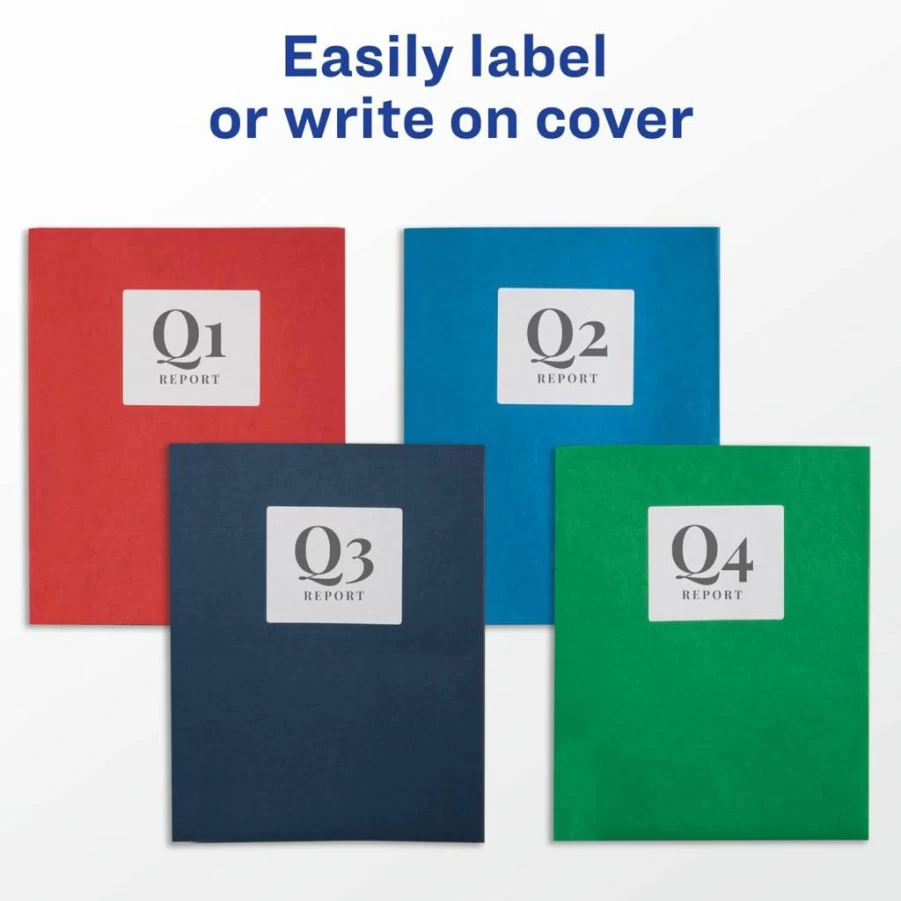 AVERY Light Blue Two-Pocket Folders with Business Card Slot, Holds 40 Sheets, 25-Pack (47986)