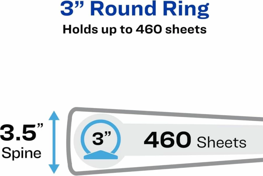AVERY 1 Inch 3 Ring Binder with Round Rings, Economy View, Pack of 12 Black Binders (05710)